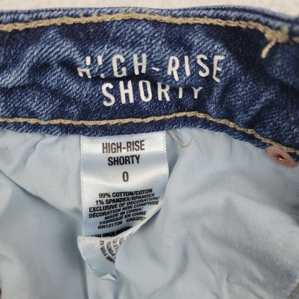 Aeropostale High Rise Shorty Distressed Denim Cutoff Shorts Womens 0 Blue Denim - Picture 7 of 9
